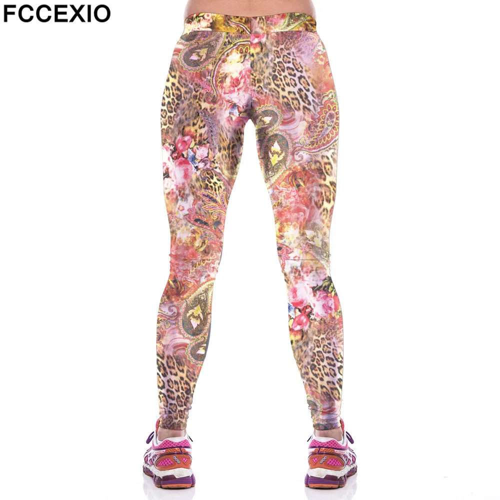 Женские эластичные леггинсы FCCEXIO с принтом щенков и собак штаны для