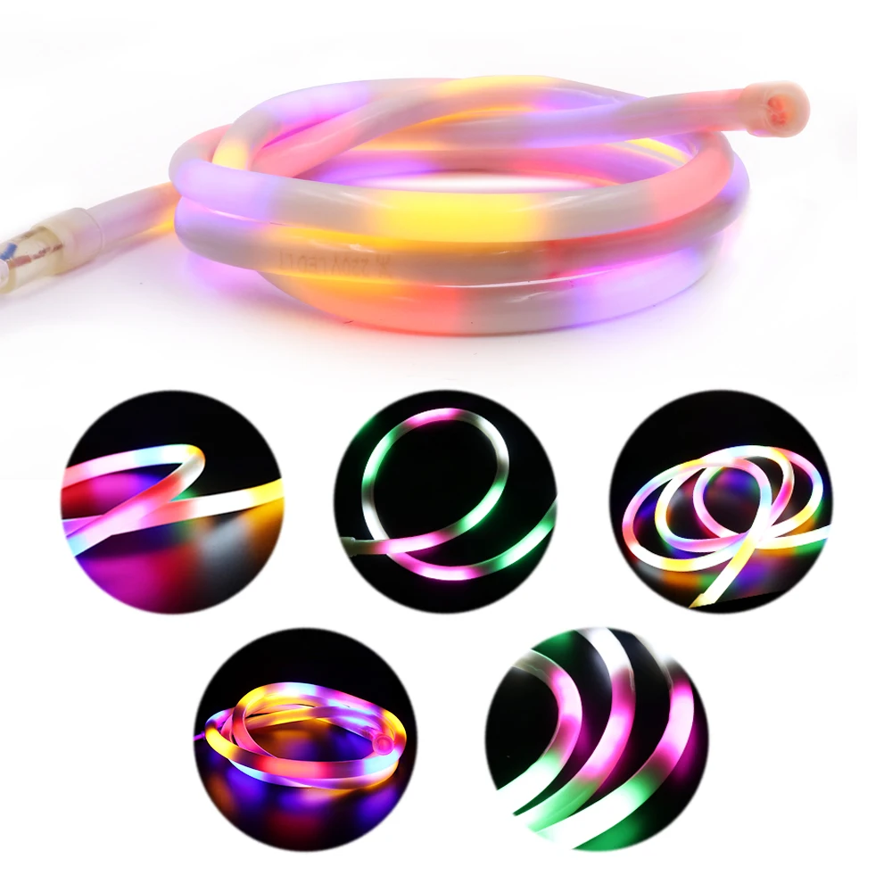 2835 неоновый светильник 220 В RGB светодиодный неоновый светильник 120 светодиодный s/m гибкая Водонепроницаемая лента украшение с RGB ручным контроллером