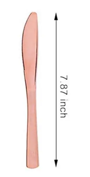 Rose Gold Knife 12 компл/36 шт. одноразовые Пластик столовые приборы розовое с золотым ножом вилка ложка Western десерт столовые приборы для свадьбы Baby Shower День рождения - Цвет: Rose Gold Knife