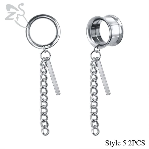 Style5 2PCS ZS 5-22 мм из нержавеющей стали беруши и тоннели болтаются пирсинг уха Расширение уха растягивается пирсинг плоти туннели ювелирные изделия для тела - Окраска металла: Style5 2PCS