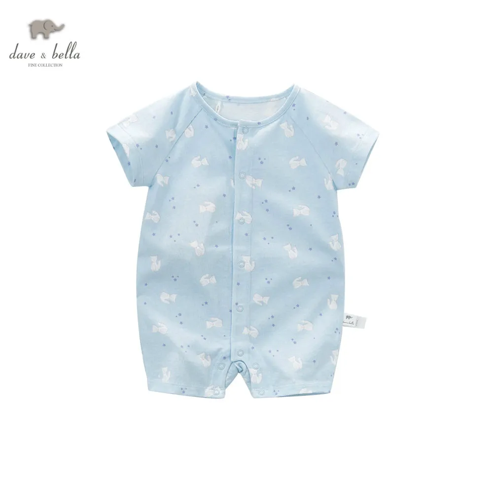 DB5855 dave bella summer new born baby cotton romper 2 piece animal printed infant clothes |