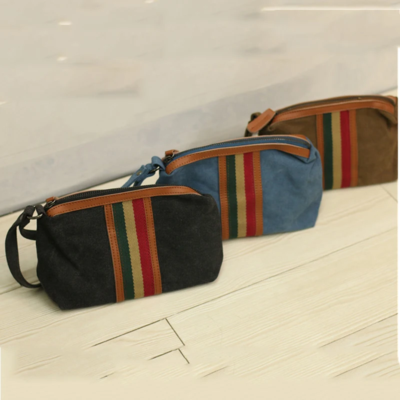 BISI GORO color stripe handbag Wear-resistant canvas Travel men bag Large Capacity phone coin key card packages fashion clutch |