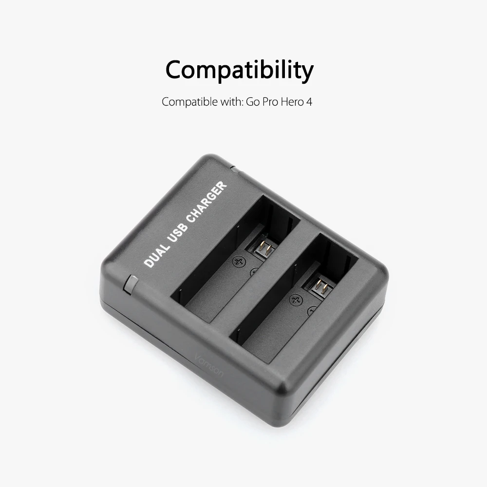Vamsonfor GoPro Hero 4 аксессуары для камеры двойное зарядное устройство с usb-портом может заряжать 2 шт AHDBT-401 литий-ионная батарея VP902
