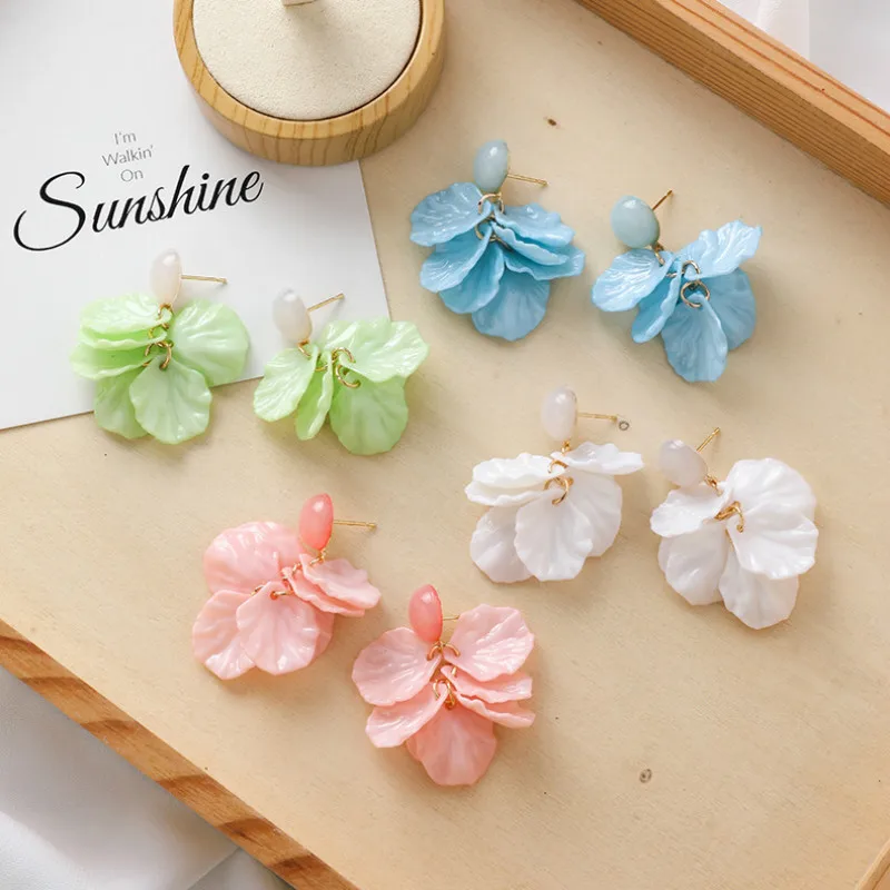 NEW Fashion Acrylic Dangle Earrings Blue Korean for Women Sweet Flower Earing Party Jewellry Dropship Gifts | Украшения и