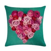 european style roses cotton linen cushion cover luxury pillowcase wedding party home decoration sofa car waist pillows cover