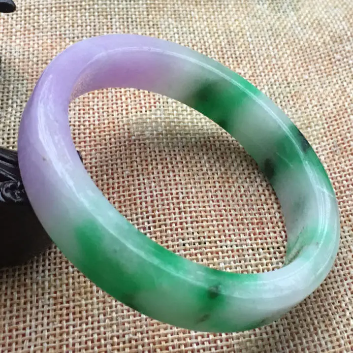 

58.7mm Natural Lavender Green Jadeite jade Bangle Bracelet Handmade F29