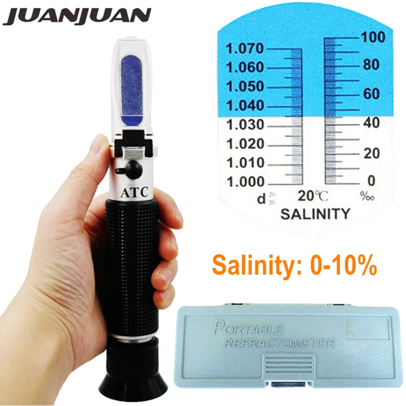 Handheld Salinity Refractometer 0-10% Aquarium Salt Water tester Hydrometer ATC with retail box 32% off | Инструменты