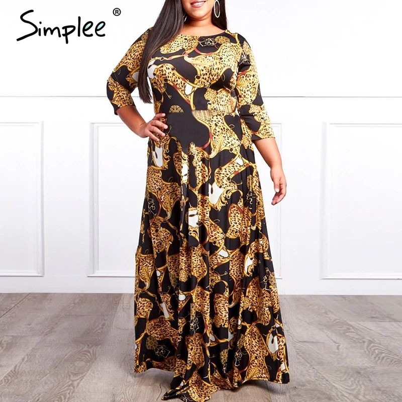 Женское длинное свободное платье Simplee с принтом цепи 2019 весна-лето элегантный