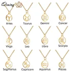 Ожерелье женское из нержавеющей стали, ювелирное изделие 12 созвездий, звезда, Зодиак, астрология, Золотой Лев, рак, для младенцев и женщин