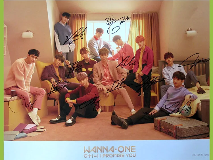 Подписанный вручную WANNA ONE autographed mini2nd альбом 0 + 1 = я обещаю вам K POP CD photobook