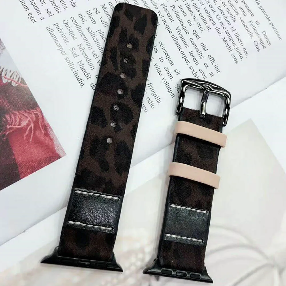 Роскошная кожаная с леопардовым принтом ремешок для Apple Watch 5, серия 5, 4, 3, 2, ремешок для часов для мужчин/женщин, браслет 38 мм, 42 мм, 40 мм, 44 мм, ремень