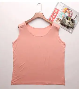 Розовый Летнее платье плюс Размеры 6XL Модальные Женские топы с О-образным вырезом конфетного цвета, без рукавов, футболка для девочек Базовая майка Blusas - Цвет: Розовый