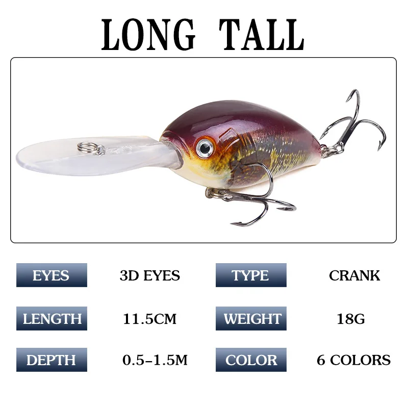 1 шт. 12 см 18 г Crank рыболовные приманки жесткие Crankbait воблер на щуку карп форель
