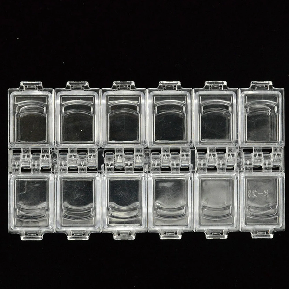 1PC 1 Case 12 Slots Clear Storage Box Empty Container For Nail Art Gems Jewelry Decoration Glitter Tools | Красота и здоровье