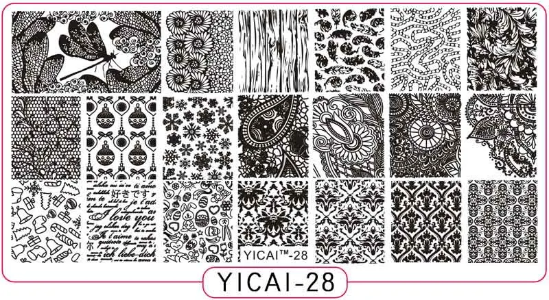 Металлическая глубокая гравировка, штамп для ногтей 6,5*12,5 см, YICAI 3D, для Хэллоуина, Космический цветочный узор, для ногтей, штамповка, пластины(1-40 - Цвет: YICAI-28