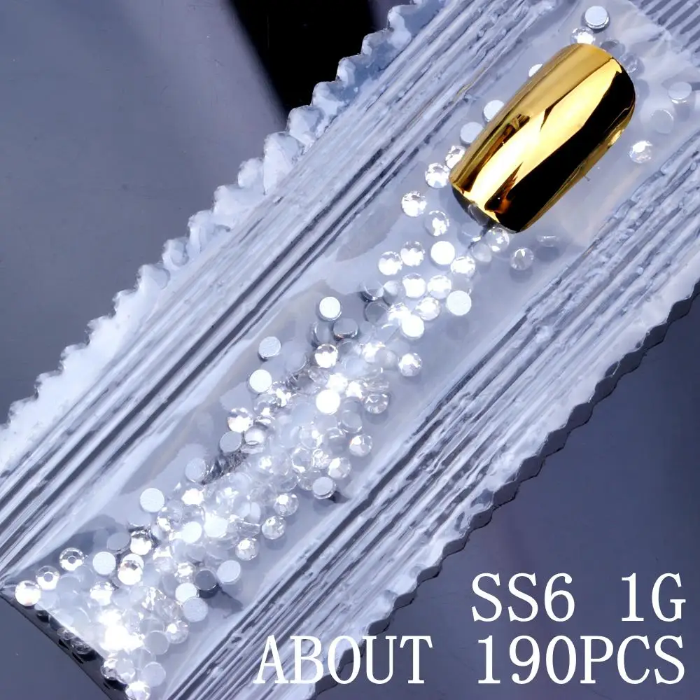 Clear ss6 1g Ногти "сделай сам" 6 г 1500 шт Crystal Кристалл Стразы AB с плоским основанием, для ногтей горный хрусталь 3D не исправление ногтей искусство инструмент для маникюра - Цвет: Clear ss6 1g