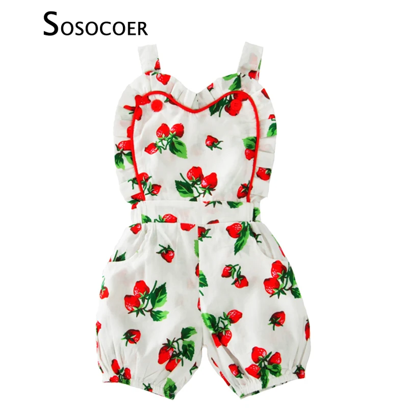 SOSOCOER детские комбинезоны для девочек 2017 Летний комбинезон с подтяжками в виде