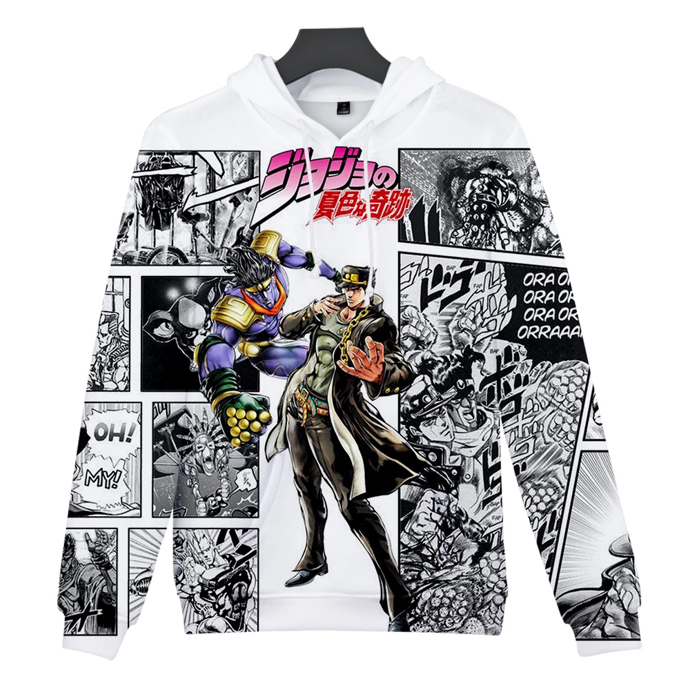 Осенние толстовки JOJO для мужчин и женщин, уличная мода, принт 3D, толстовки с капюшоном JOJO, 3D толстовки, топ для мужчин, пуловеры больших размеров
