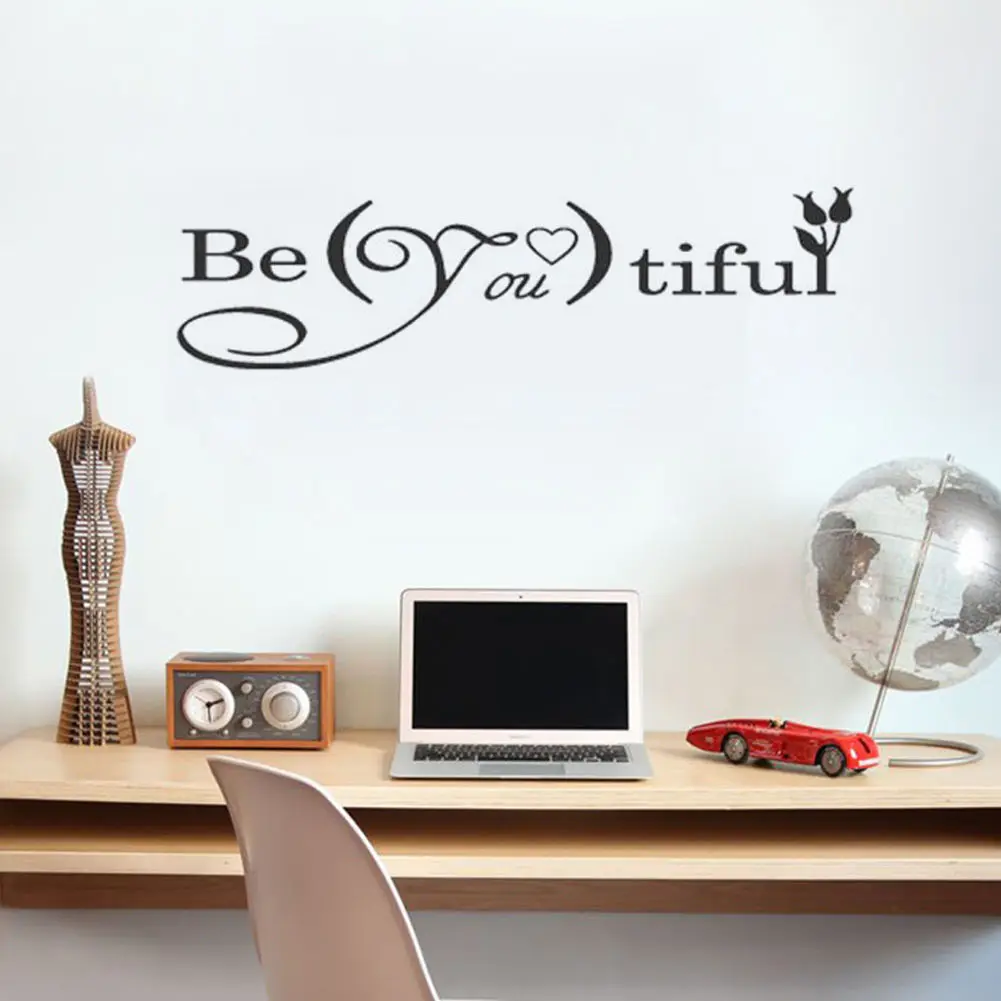 BE YOU TIFUL Quote Vinyl Wall Decal Lettering Decor Sticker Nursery BEAUTIFUL | Дом и сад