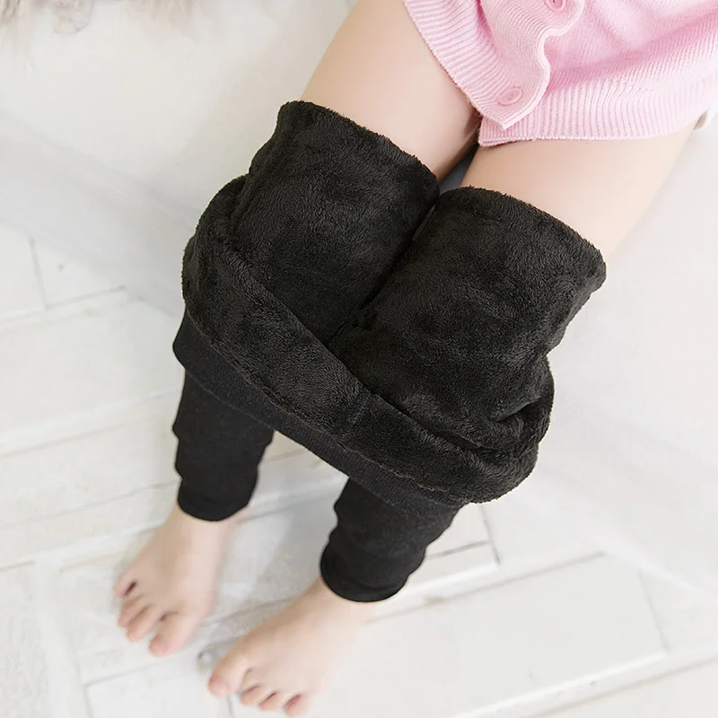 2018 зимние леггинсы для девочек хлопковые брюки плюс бархатные детские теплые с