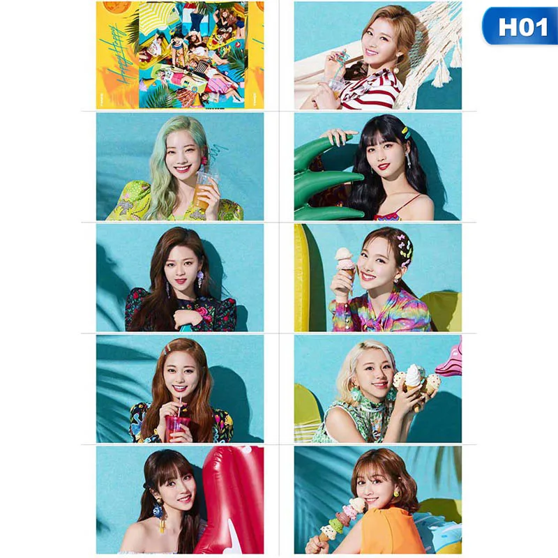 H01 10 шт./компл. K-pop дважды Ablum счастливый наклейки карт модная обувь с украшением в виде кристаллов липкий фотокарточек - Цвет: H01