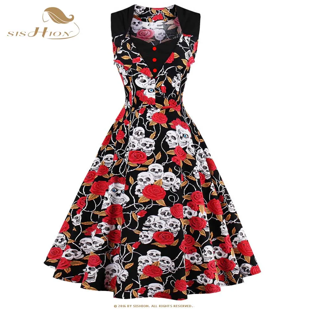 Женское винтажное платье в горошек без рукавов с цветочным принтом | Женская