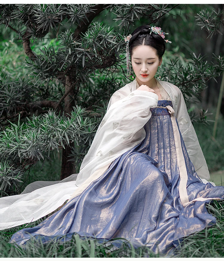Hanfu женское сказочное платье 3 шт. костюм белое пальто традиционный старинный китайский женский костюм народный карнавальный наряд Hanfu bl197
