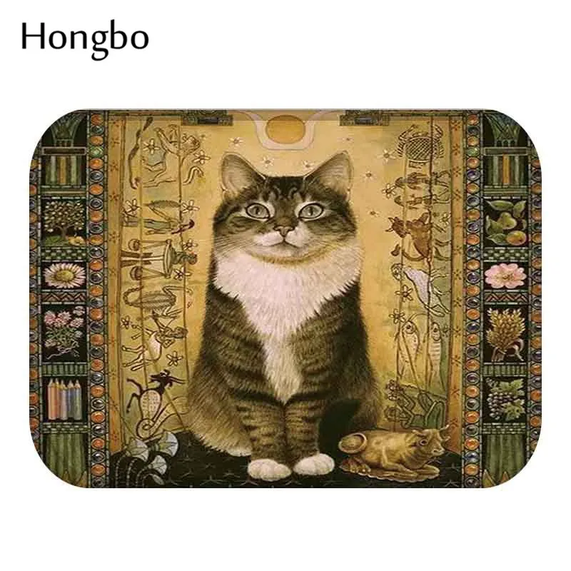 Коврик Hongbo с изображением кота для улицы и входа в помещение фланелевые