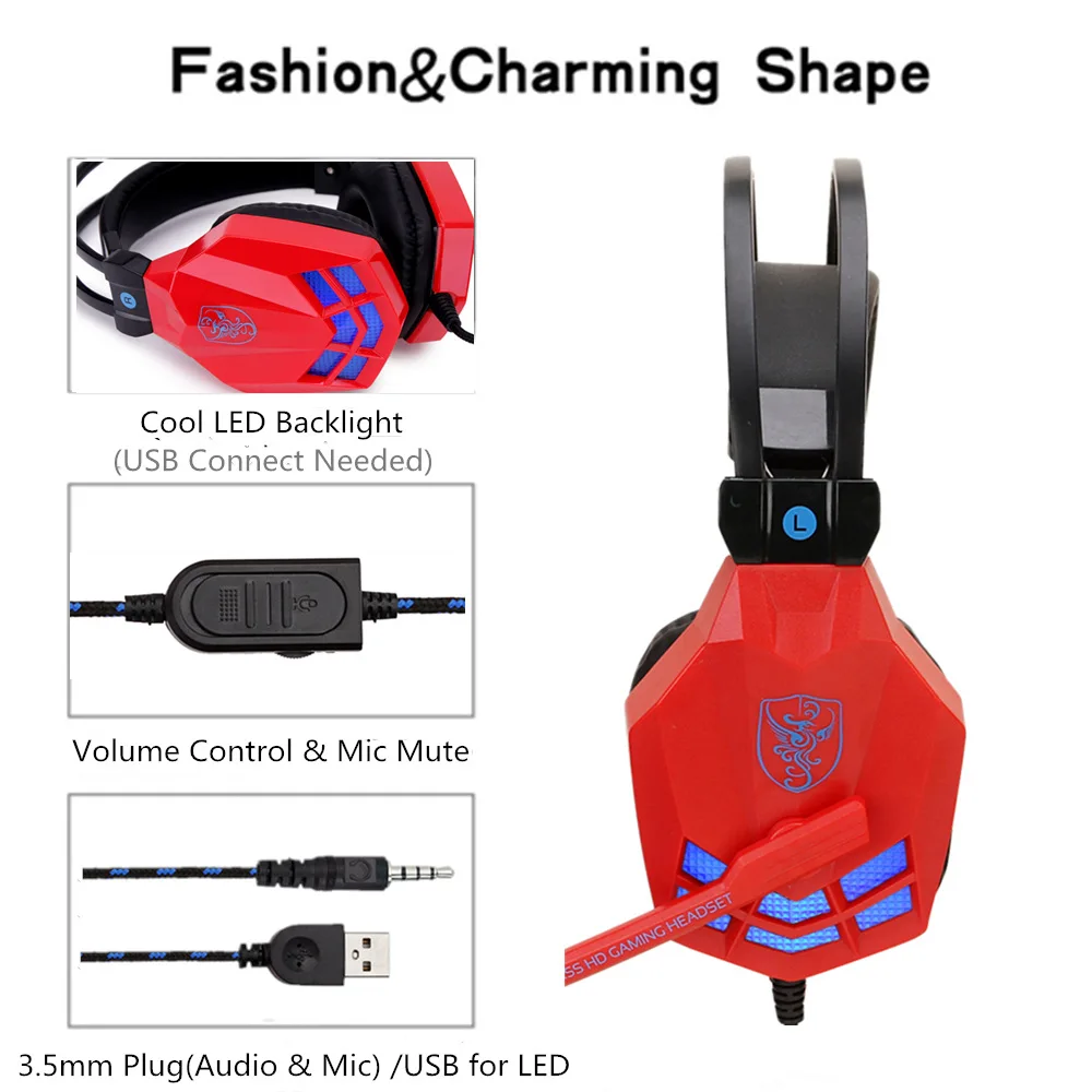 Led 3,5 мм наушники игровая гарнитура с микрофоном для геймеров ПК PS4 игры Стерео Игровые наушники с микрофоном для компьютера