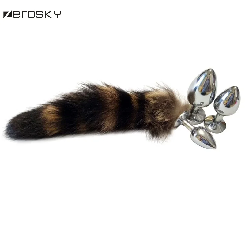 Zerosky Анальная пробка из искусственного лисьего хвоста с забавной любовью