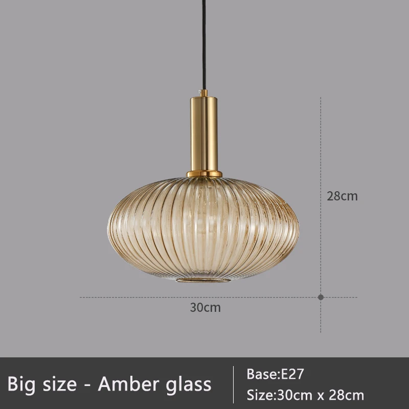 Big size - Amber Подвесной светильник Эдисона для спальни и ресторана, простой подвесной светильник в скандинавском стиле, современный винтажный подвесной светильник из цветного стекла ZDD0014 - Цвет корпуса: Big size - Amber