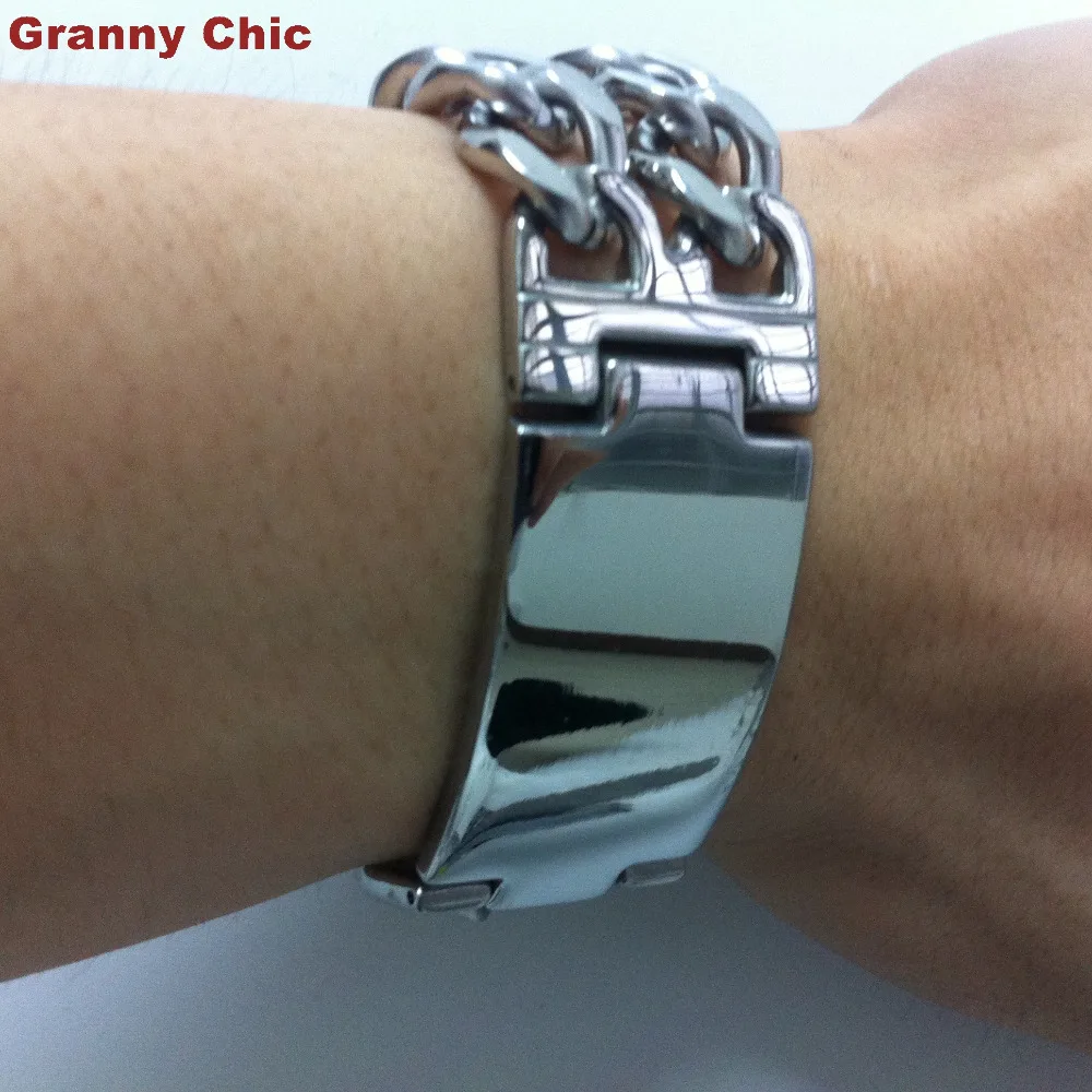 Granny Chic горячая распродажа мужской модный серебряный/золотой Стальной широкий