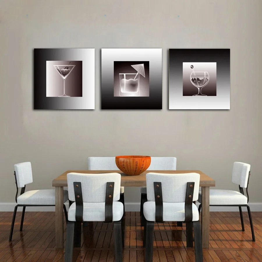 Лаконичная картина с изображением сока и вина кухни 3 шт. без рамки холст