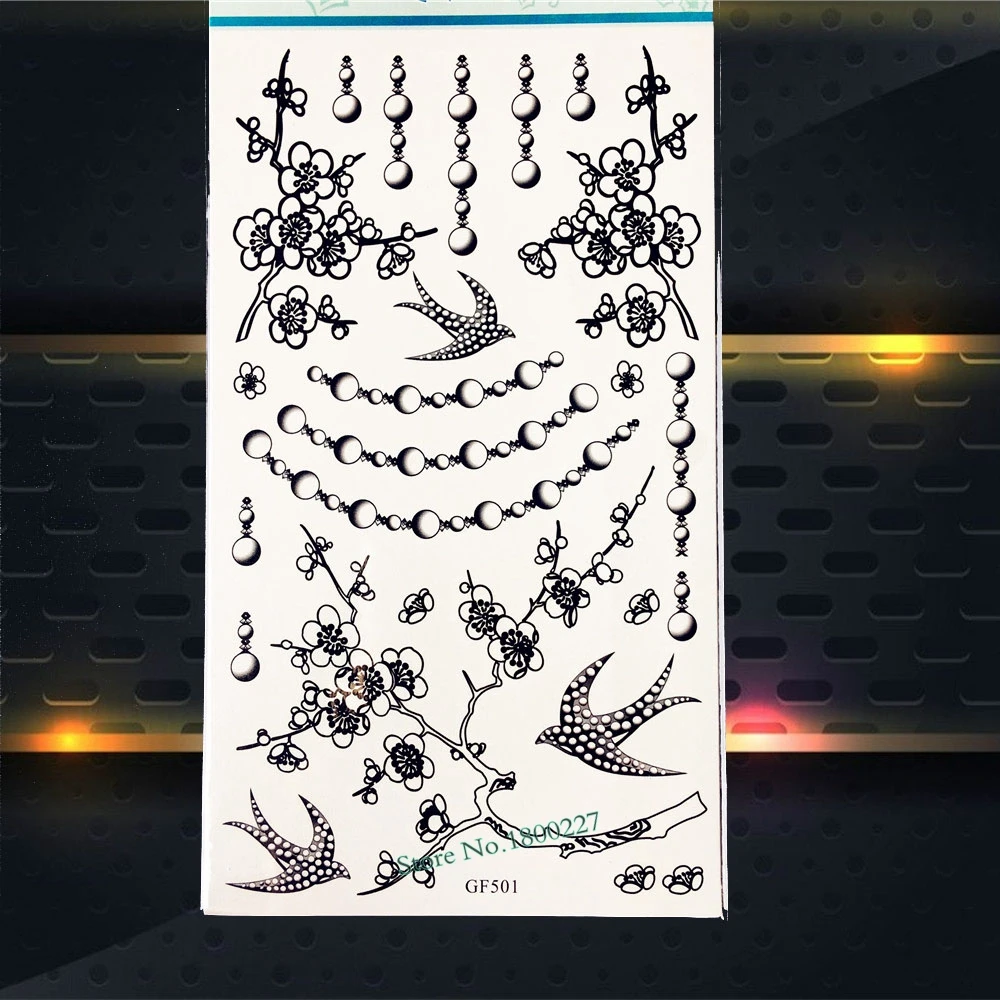 Подвеска Водонепроницаемая фальшивая временная татуировка черные чернила цвет