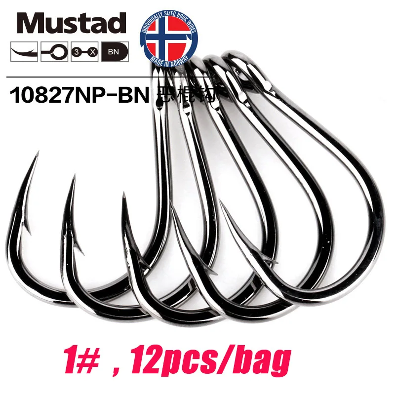 1 Mustad норвежский рыболовный крючок, супер мощный большой размер, круглые рыбные крючки, 1#-12/0#, 10827NP-BN - Цвет: 1