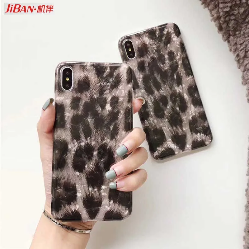 JIBAN Ретро Леопардовый принт чехол для телефона iphone XS Max Модный IMD TPU задняя крышка X
