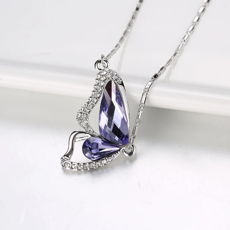 Baffin Милая бабочка кулон цепочки и ожерелья кристаллами от Swarovski серебро цвет цепи Colar Femme себе ювелирные изделия подарок на день матери