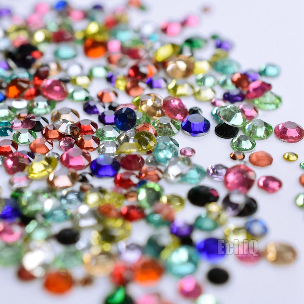 2000 шт дизайн ногтей Стразы смешанные розовый красный черный хрустальные бусины