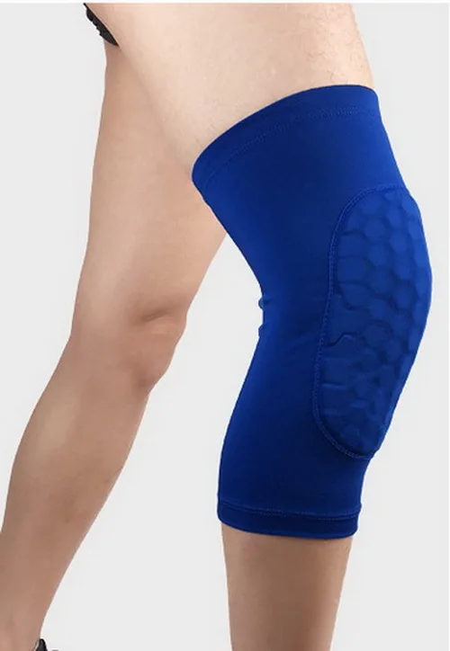 short style blue 2 шт./пара Шестигранная губка волейбол баскетбольные наколенники Спортивная безопасность протектор коленного бандажа до середины икры сжатия Поддержка штанины до колен - Цвет: short style blue
