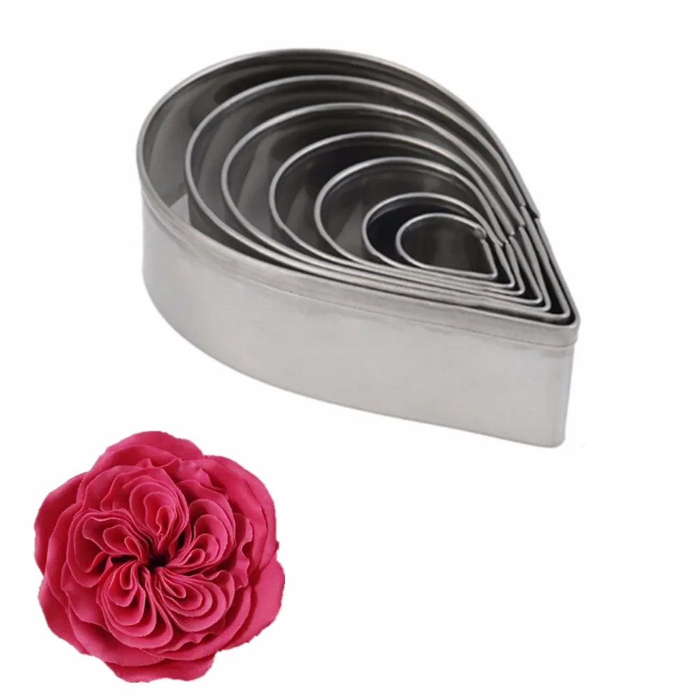 

7Pcs Stainless Steel Rose Petal Cake Cookie Cutter Mold Pastry Baking Mould Cake Cookie Biscuit Decorating Fondant Cutters Tools