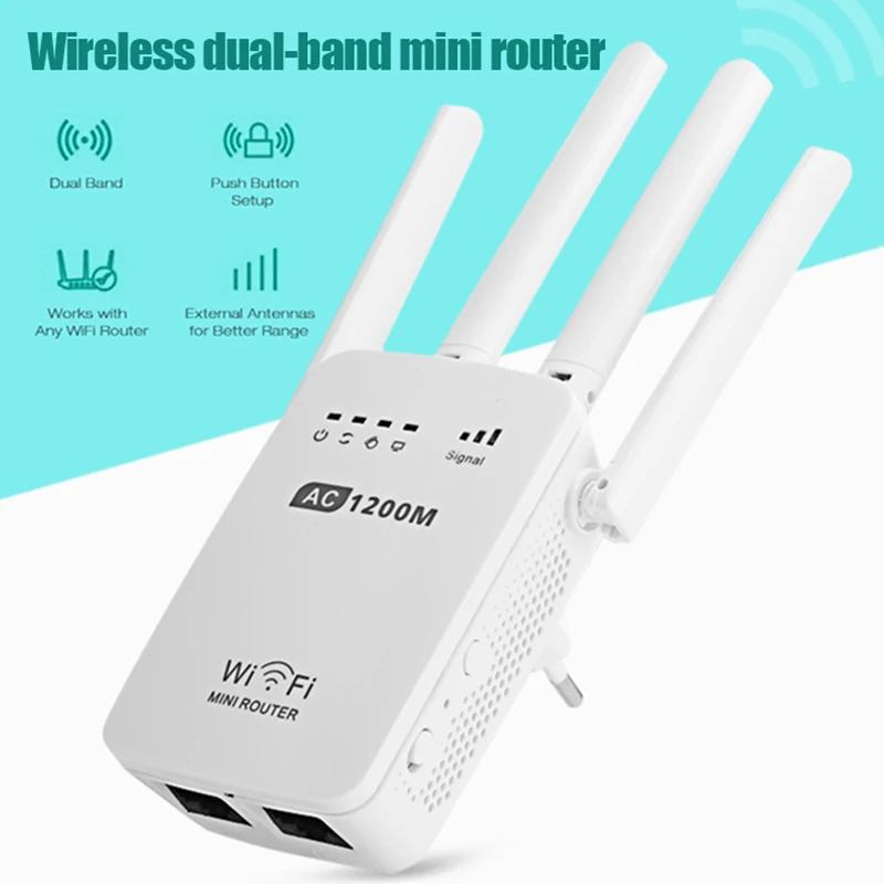 

Wireless Cross Wall Router 1200M Dual-band Wifi Mini Enhanced High Power Repeater sensor de movimiento DC156