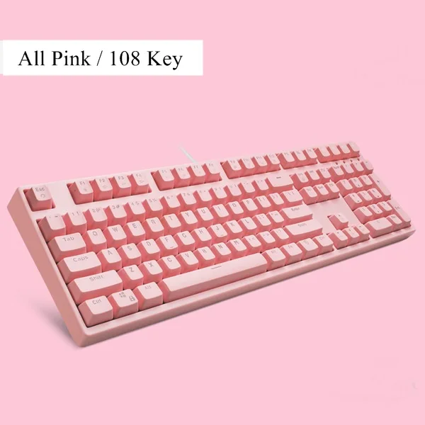 All Pink 108 Key Kananic розовый Эргономичный USB Проводная Механическая клавиатура ноутбук настольная клавиатура черный. Синяя, коричневая, красная ось - Цвет: All Pink 108 Key