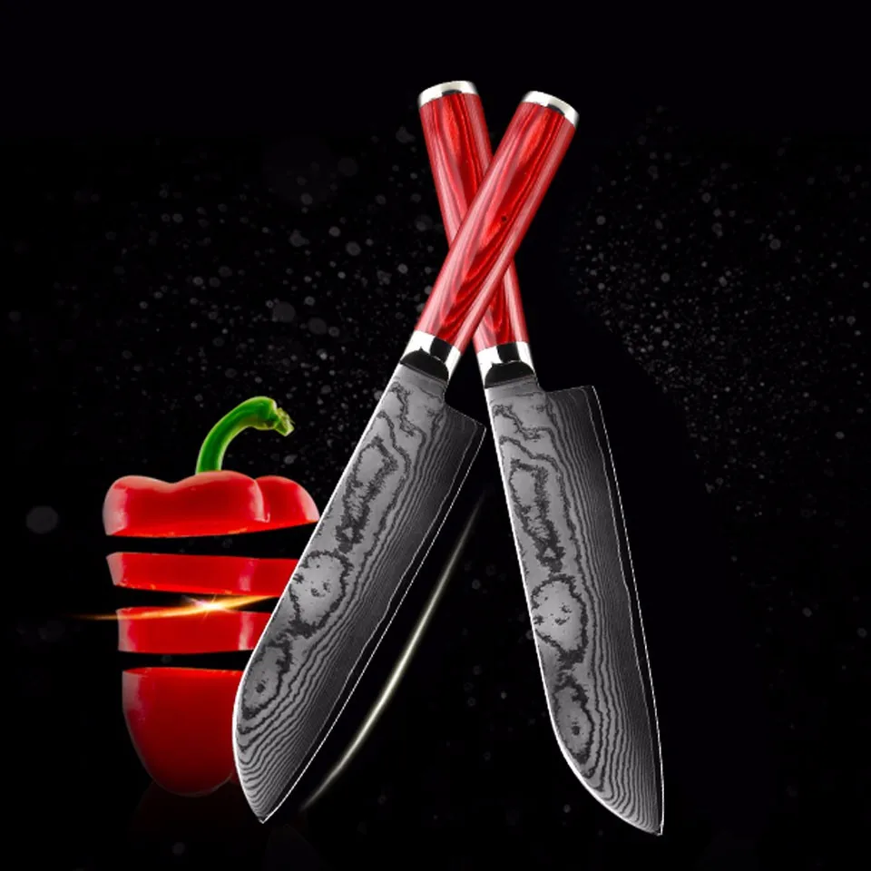 Кухонный нож шеф повара из дамасской стали 7 5 дюймов цветная деревянная ручка