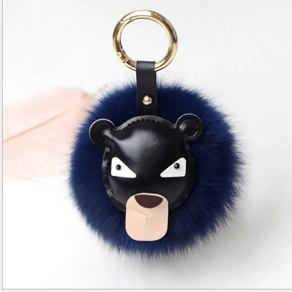 2019 Fur Pom Keychains Real Fox ball key chain Pompom fluffy Bag Charms bunny Keychain Keyring K#1902 | Украшения и аксессуары