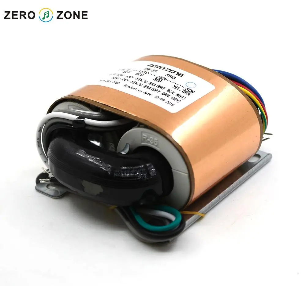 GZLOZONE 115V/ 230V 50W (50VA) Dual 15V / 0.83A R-type Transformer With Copper Foil Shield | Электроника