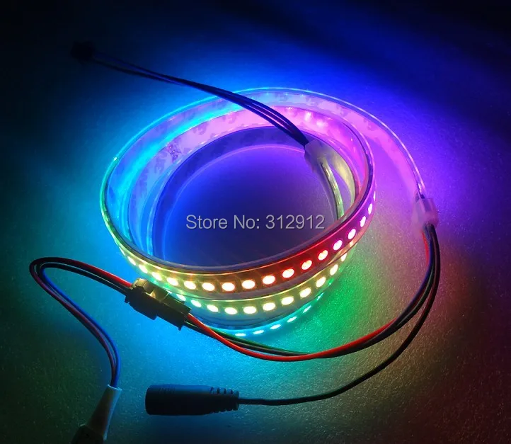 1M long 144leds/m WS2812B(5050 rgb led with WS2811 IC built-in) pixel strip DC5V waterproof in silicon tube BLACK PCB | Лампы и