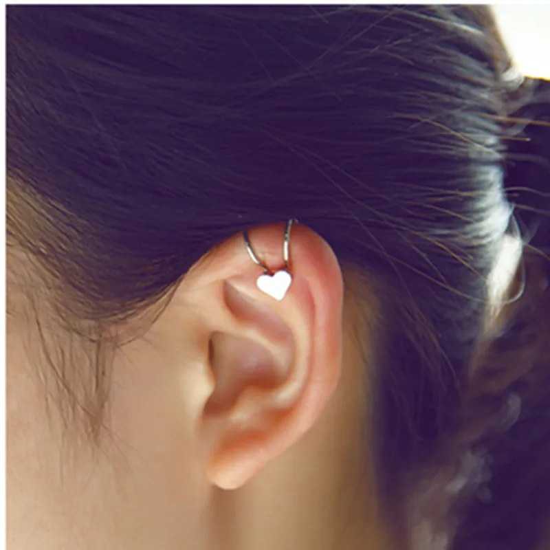 E678 Новинка Pendientes Brincos девушка серьги букле Bijoux Сердце Любви Кафф с клипсой Серьги для женщин серьги ювелирные изделия подарок