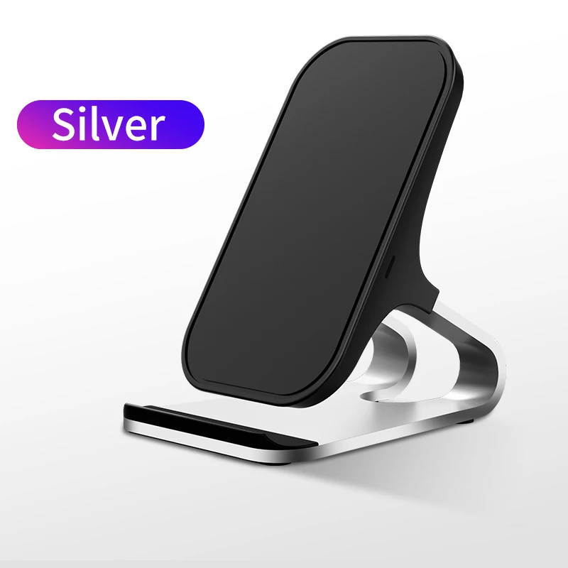 Silver 10 Вт Qi Беспроводное зарядное устройство для iPhone Xs Max Xr X для samsung S10 S9 интеллектуальное инфракрасное Быстрое беспроводное зарядное устройство Автомобильный держатель для телефона - Тип штекера: Silver