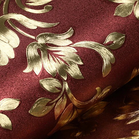 Китайский цветочный Золотой роскошный настенный бумажный ПВХ Фон настенная