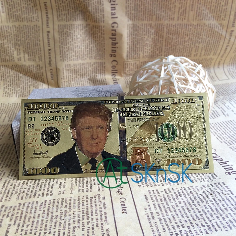 

500pcs/lot President Donald Trump Item US Dollar Gold Banknote Set 1000 USD Banknotes Luxury Gift Free Shipping DHL